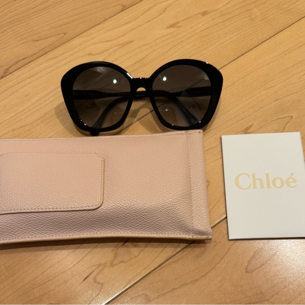 Chloe Black Statement Sunglasses with Pink Case